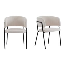 Modern Upholstered Arm Dining Chair (Set of 2) - Beige