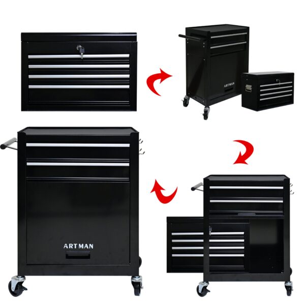 High Capacity Rolling Tool Chest With Wheels And Drawers, 6 Drawer Tool Storage Cabinet - Black