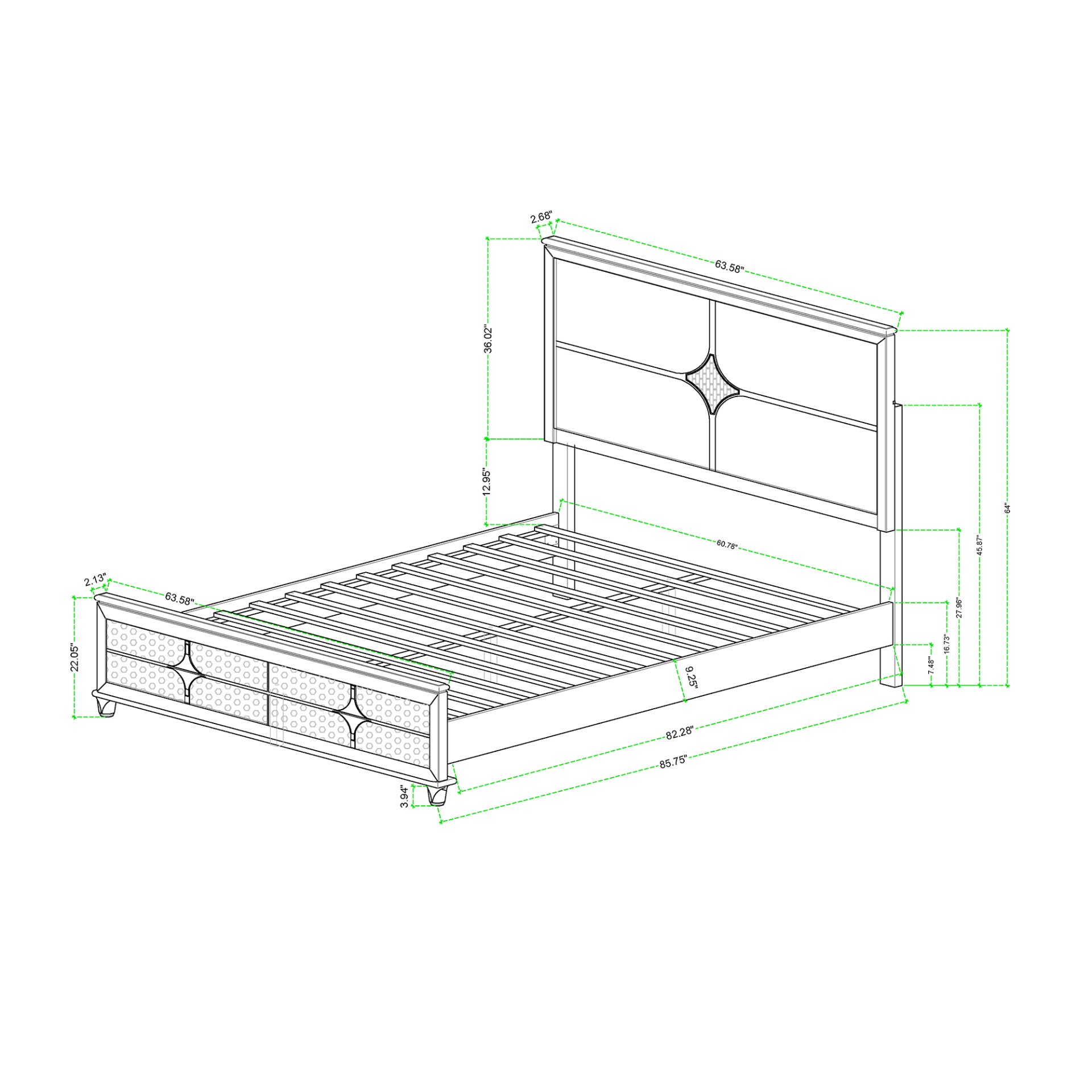 Uriuni - 5 Piece King Bedroom Set With Panel Headboard And LED Lighting - Gold / White - Image 3