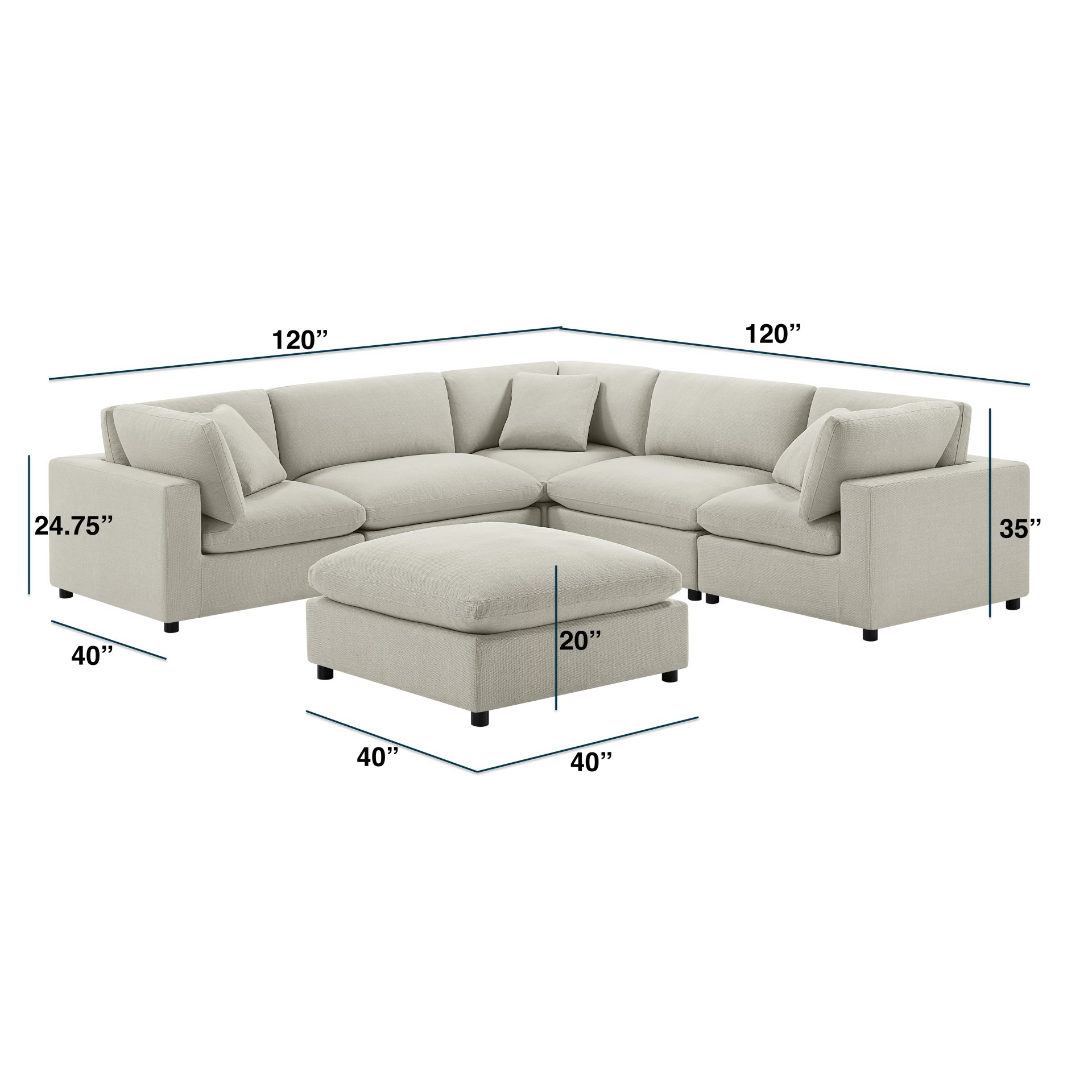 Cassandra - Modular 6 Piece Sectional - Beige - Image 14