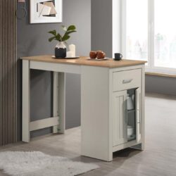 Alonzo - Small Space Counter Height Dining Table With Cabinet And Drawer Storage - Light Gray