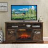 26" Infrared Quartz Heater Fireplace Insert -Woodlog Version With Brick - Antique Black - Image 2