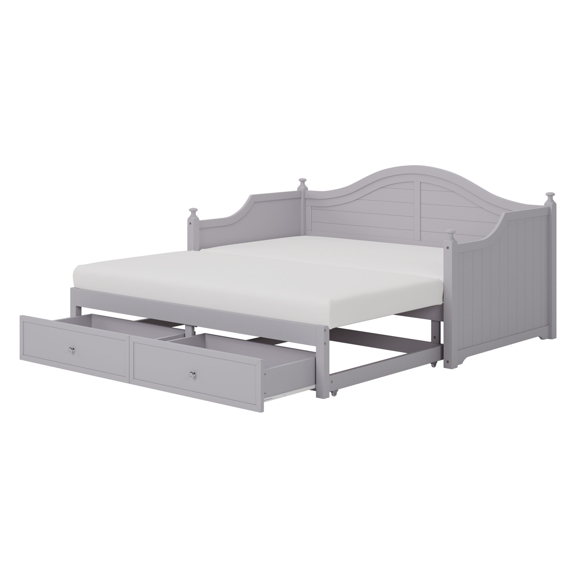 Twin Size Daybed With Extendable Trundle And Storage Drawers - Light Gray - Image 7