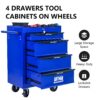 Rolling Metal Tool Chest With 4 Drawers, 20" Steel Storage Cabinet With Ball Bearing Slides - Black / Blue - Image 4