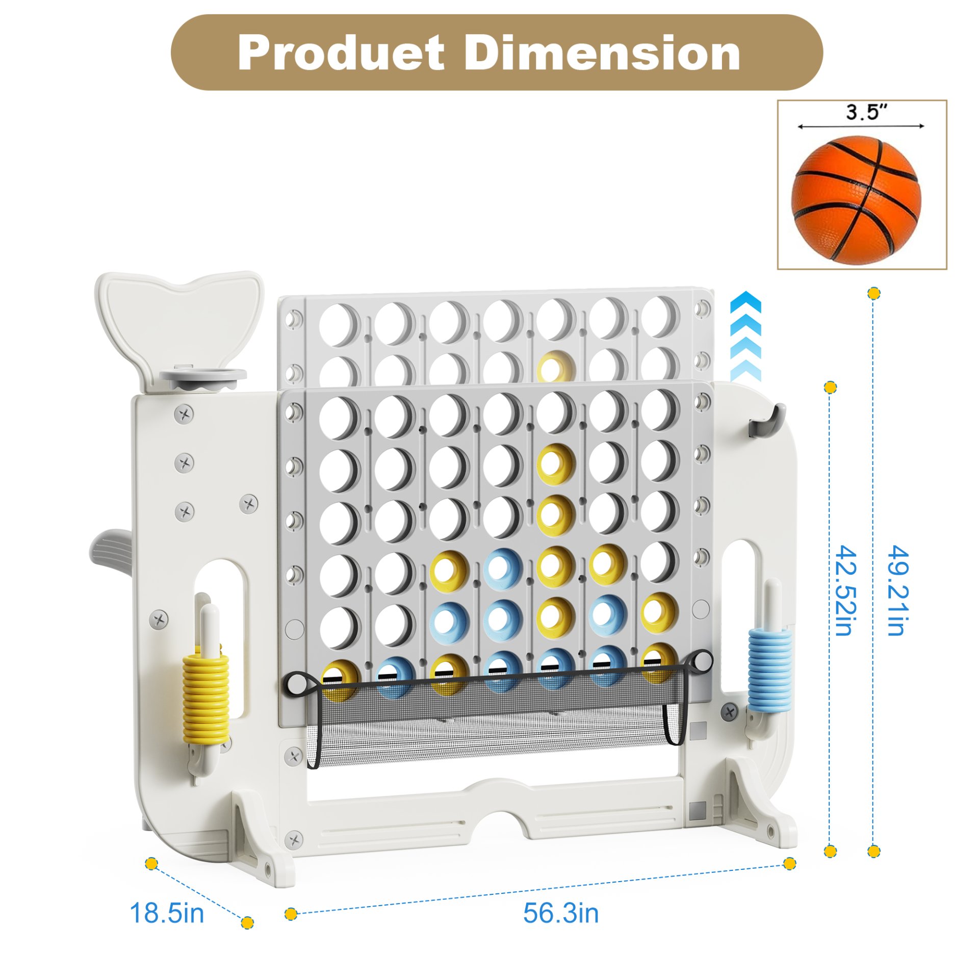 4 To Score Giant Game Set With Mesh Bag & Jumbo Connect 4 - White / Gray - Image 13