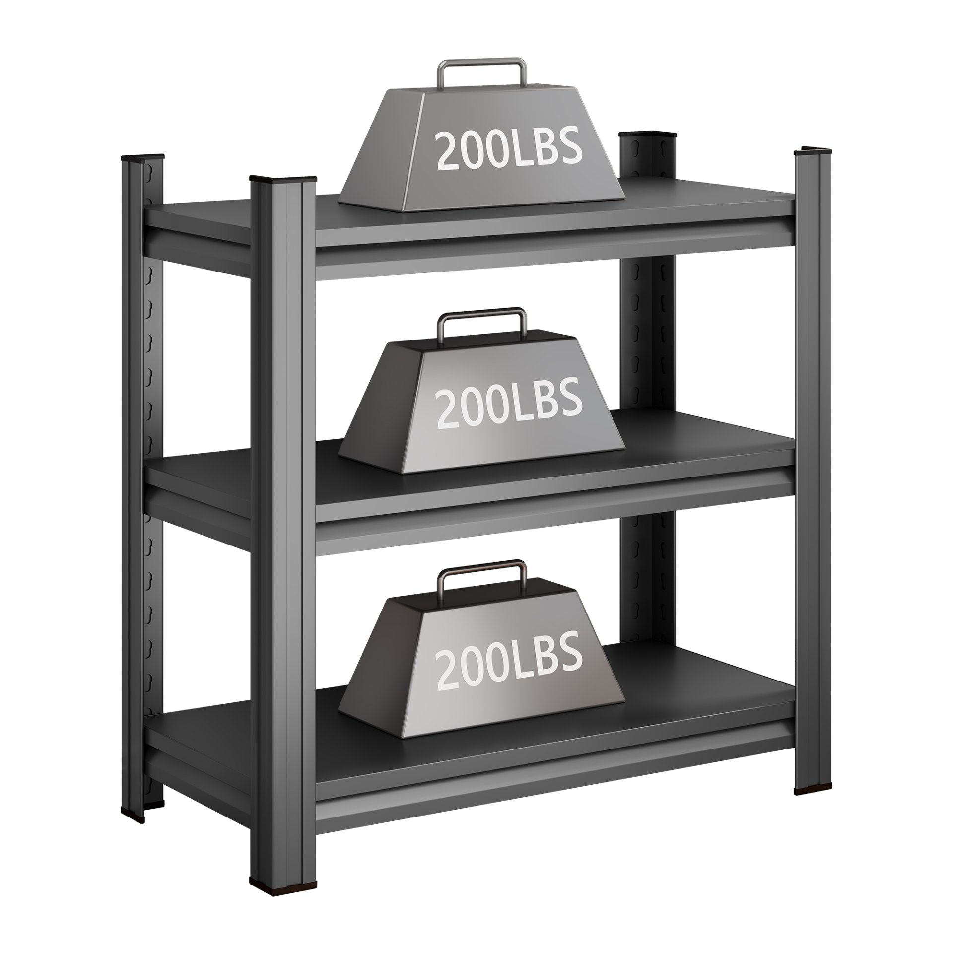 3 Tier Metal Shelves, Adjustable Height Storage Shelving Units For Home, Garage, Laundry - Black - Image 7