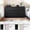 6 Drawer Dresser With Spacious Countertop And Concealed Handles, Storage Cabinet For Bedroom - Black - Image 7