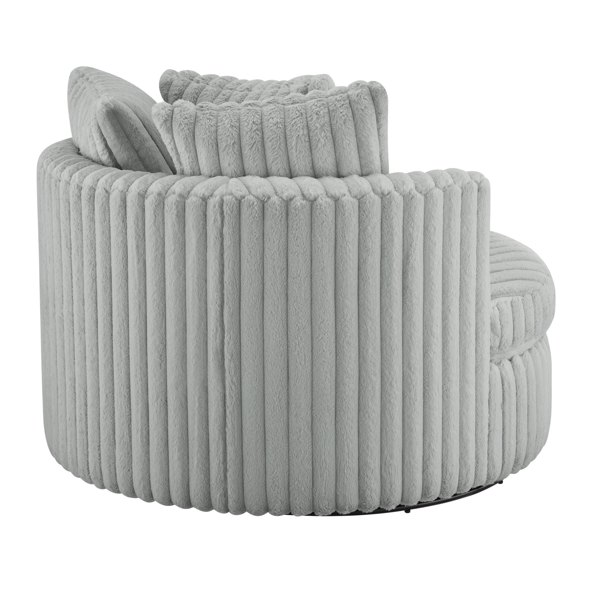 Mindy - Oversized Swivel Barrel Chair - Gray - Image 6