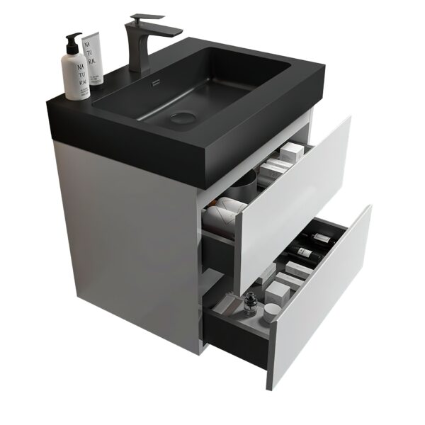 Alice - 24" Bathroom Vanity With Sink, Large Storage Wall Mounted Floating Bathroom Vanity For Modern Bathroom, One-Piece Black Sink Basin Without Drain And Faucet - White / Black