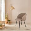 Adjust Legs Upholstered Teddy Faux Fur Dining Armrest Chair (Set of 2) - Light Brown - Image 8