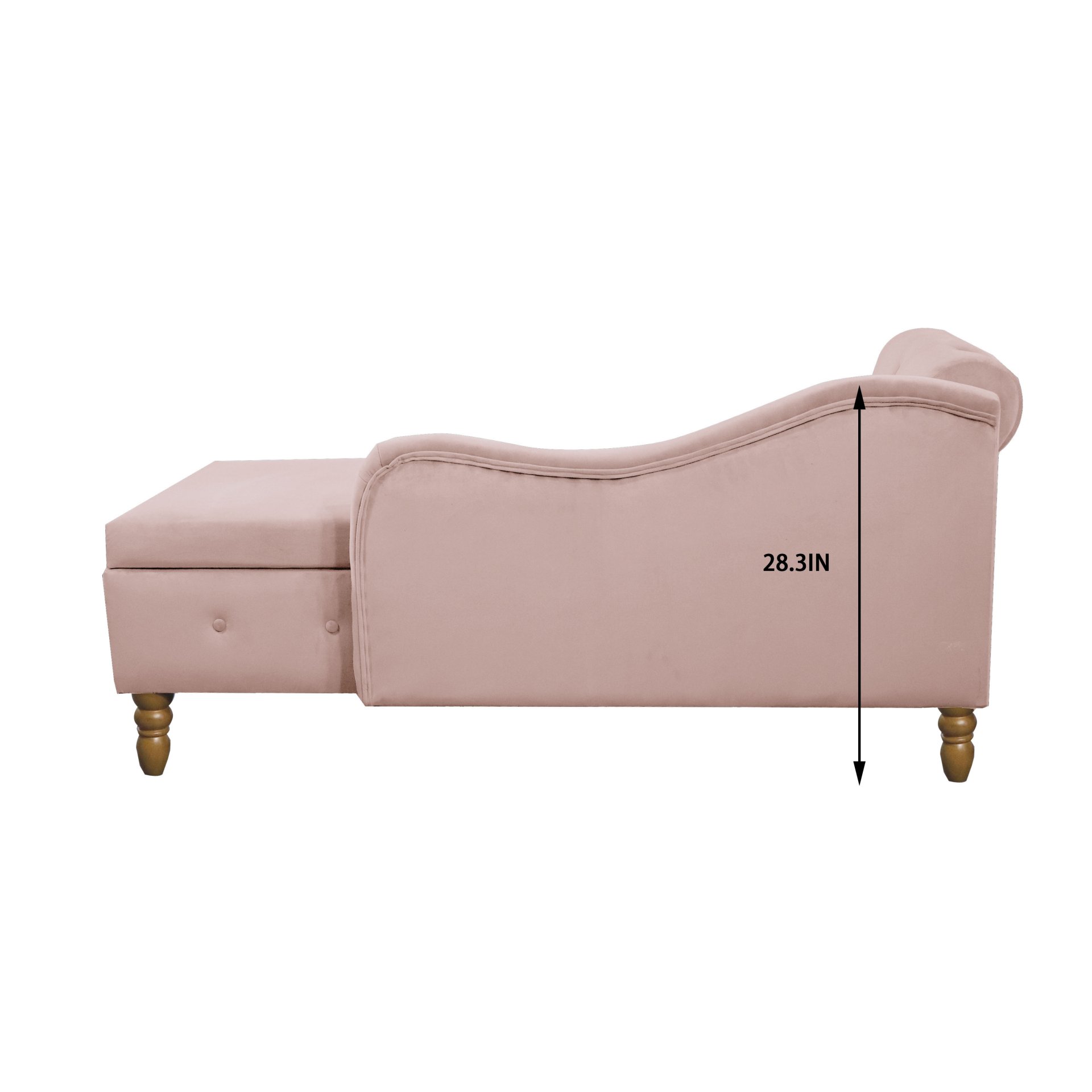 Chaise Lounge Indoor, Velvet Lounge Chair For Bedroom With Storage & Pillow, Modern Upholstered Rolled Arm Chase Lounge For Sleeping With Nailhead Trim For Living Room Bedroom Office - Pink - Image 14