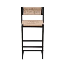 Bar Stools (Set of 2) Paper Rope Weave Dining Chairs With Back Hand Weave Stools For Kichen Island, Bar & Counter - Honey