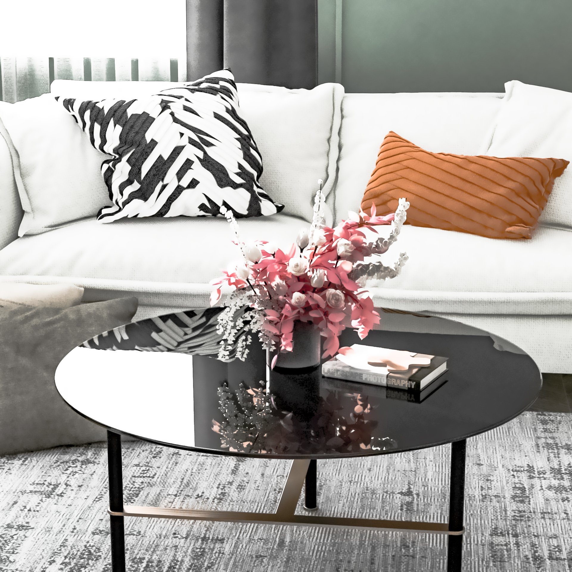 30" Round Tempered Glass Table Top Glass 1 / 4" Thick Round Polished Edge - Black - Image 5