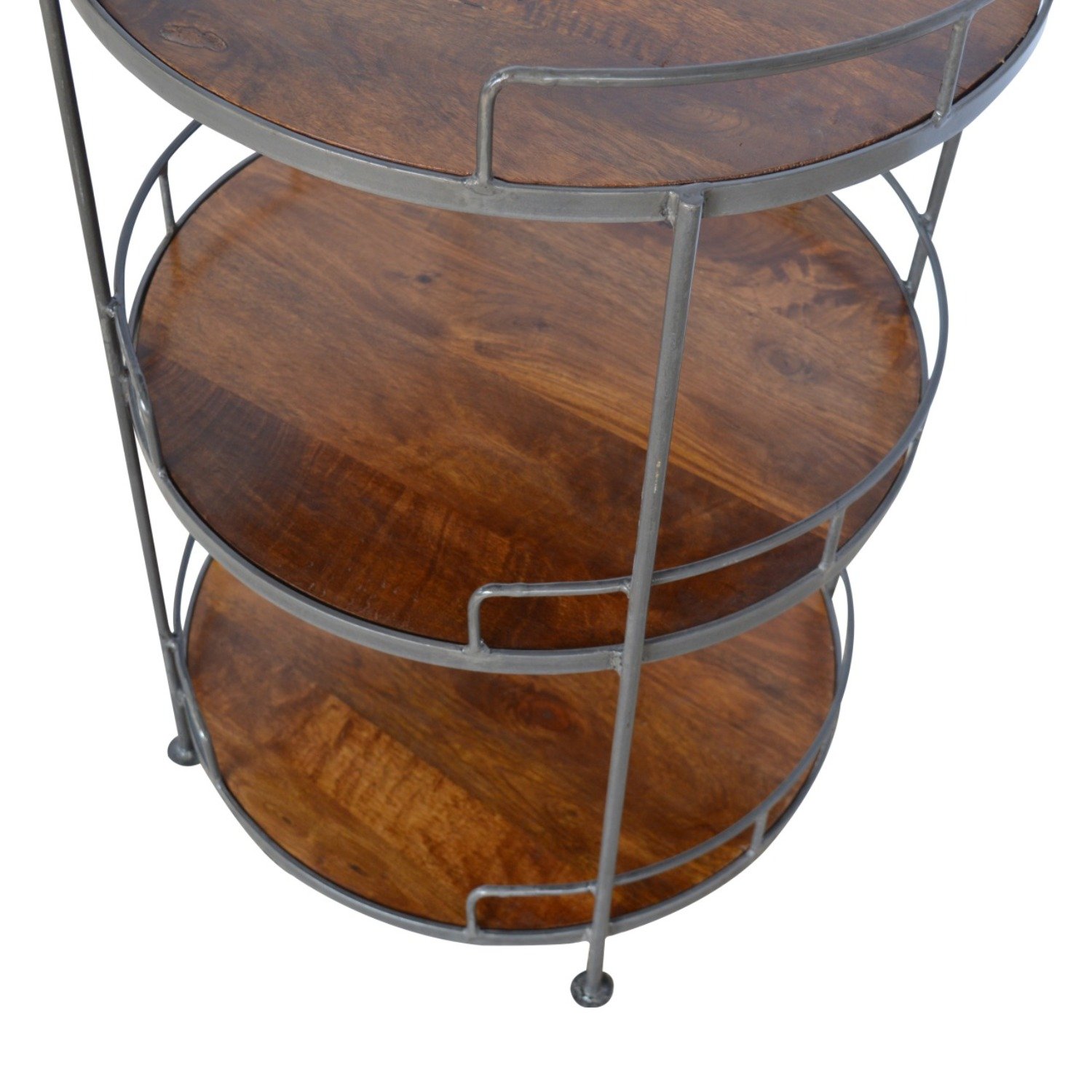 Industrial Round Butler Tray Table - Chestnut - Image 6