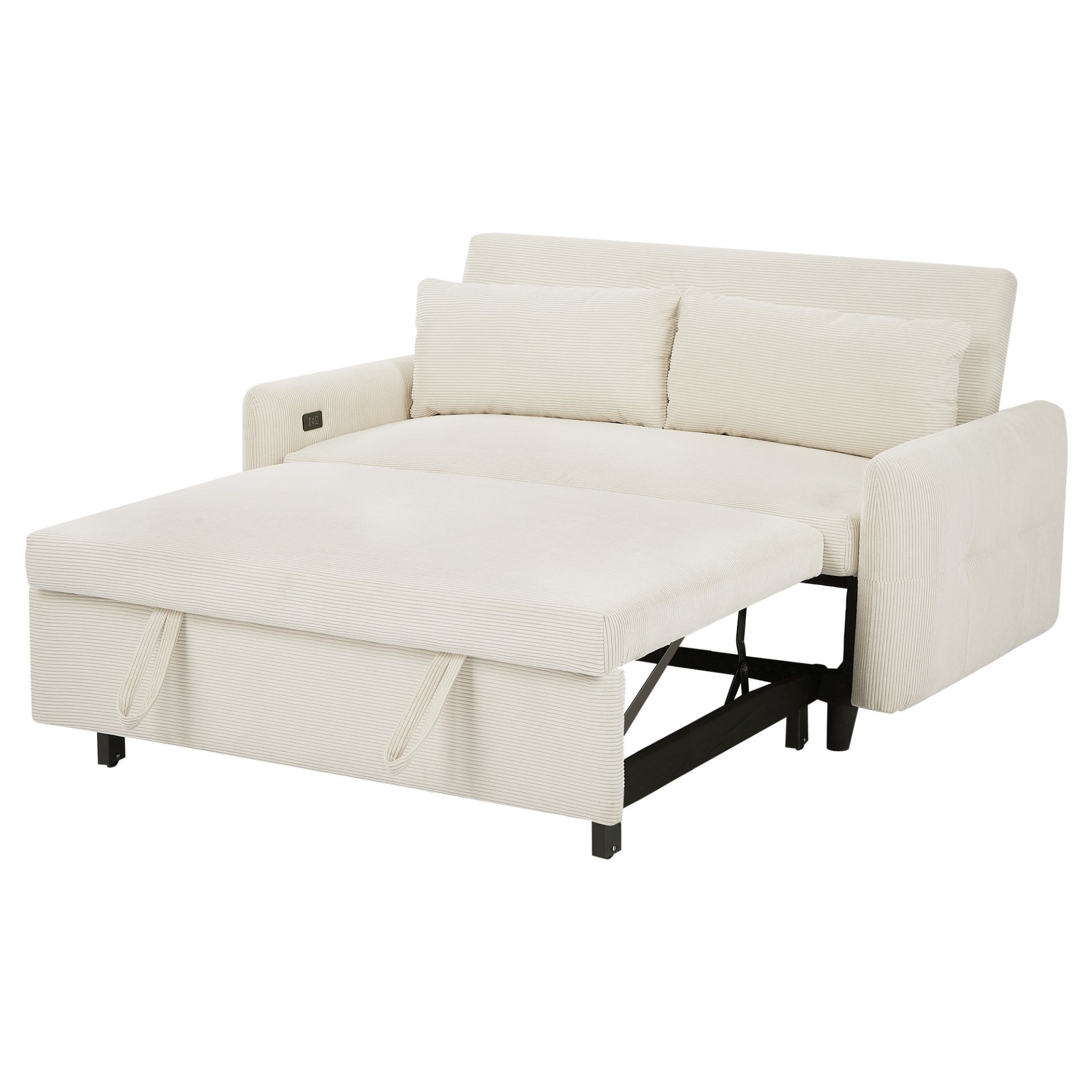 Pull Out Sofa Bed Convertible Couch 2 Seat Loveseat Sofa Modern Sleeper Sofa With 2 Throw Pillows And USB Ports For Living Room - Beige - Image 19