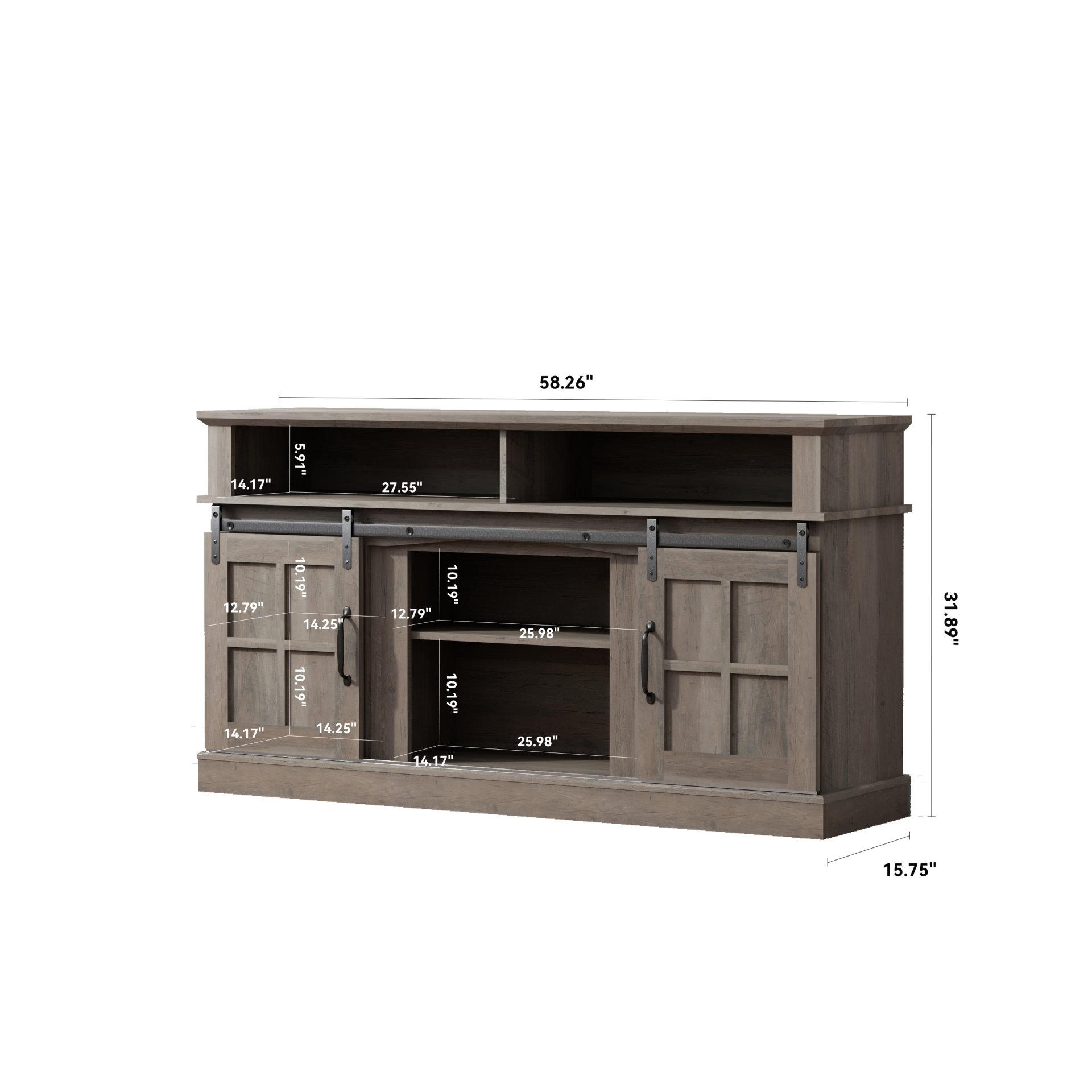 TV Stand With Storage Cabinet And Shelves, TV Console Table Entertainment Center For Living Room, Bedroom - Gray - Image 3