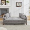 Chenille Upholstered Chaise Lounge With Nailheads And Rubberwood Legs, Wide Sleeper Sofa With 4 Throw Pillows & 2 Bolsters - Gray - Image 5