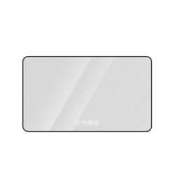 Modern Aluminum Frame Wall Mirror With Rounded Corners, Temperature Display, Tri Color Light, Defogging - Black