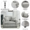 Modern Chenille Oversized Armchair, Chair And A Half, Single Sofa For Bedroom, Living Room, Wide - Light Gray - Image 6