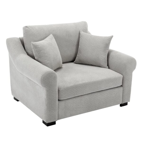 Modern Chenille Oversized Armchair, Chair And A Half, Single Sofa For Bedroom, Living Room, Wide - Light Gray