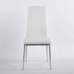 Dining Chair Design For Living Room, Kitchen (Set of 4) - Chrome / White