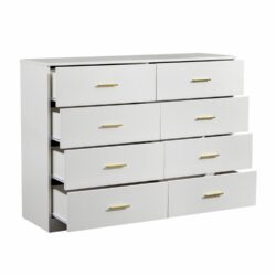Modern 8 Drawer Dresser Ample Storage Wide Chest - White