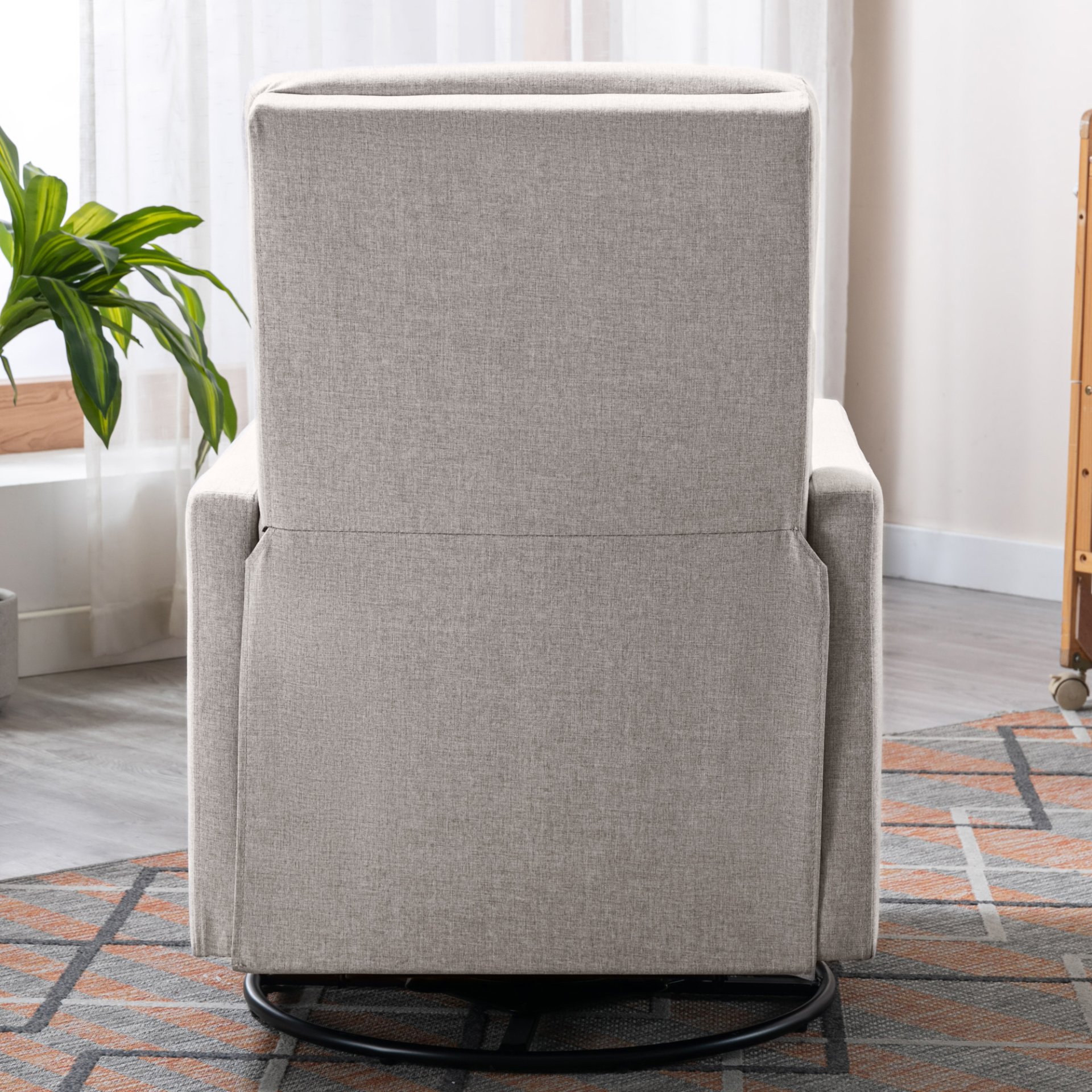 Modern Upholstered Rocker Nursery Chair Plush Seating Glider Swivel Recliner Chair - Tan - Image 11
