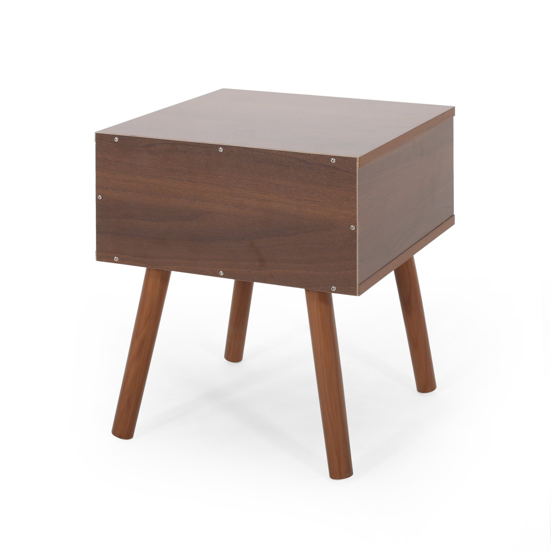 2 Toned Particle Board End Table - White / Walnut - Image 7