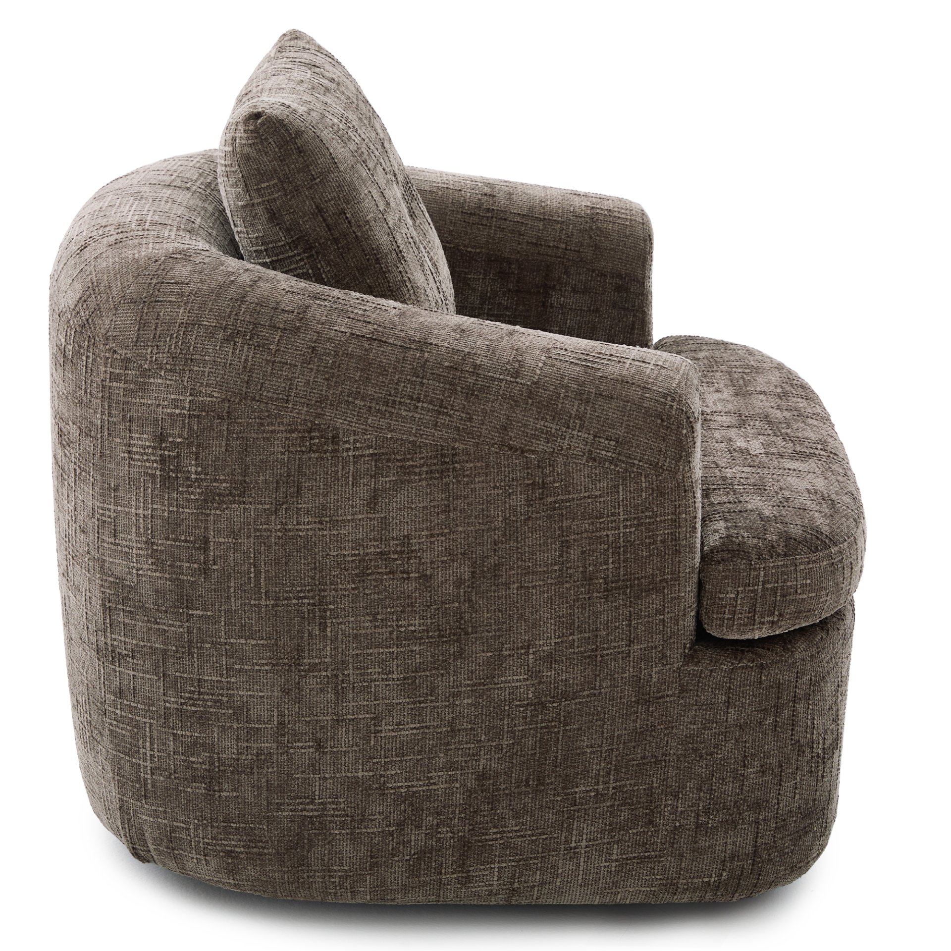 360° Swivel Accent Barrel Chair With Dual Layer Cushion, Round Seating For Living Room - Brown - Image 11