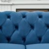 Chesterfield Sofa With Roll Armrest & Nailhead, 3 And 2 Seater - Blue - Image 6
