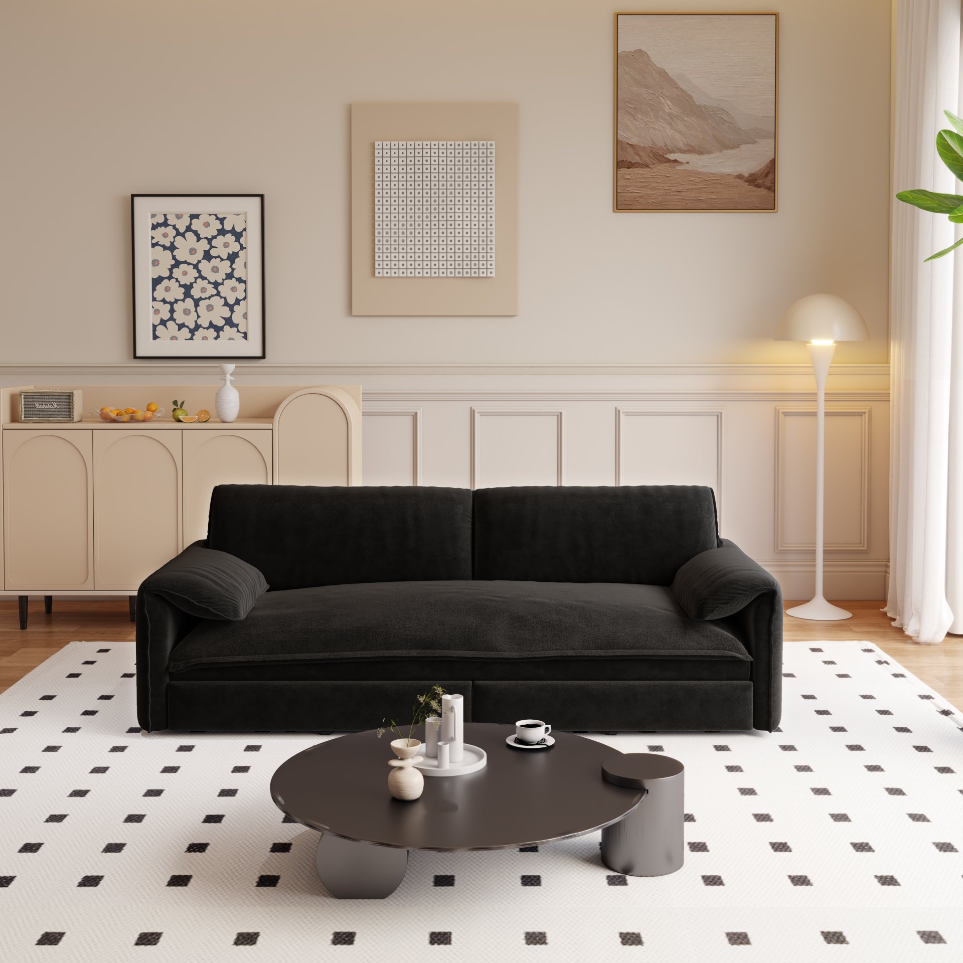 Queen Pull Out Sofa Bed, 3 In 1 Convertible Sleeper Sofa With Side Storage - Black - Image 5