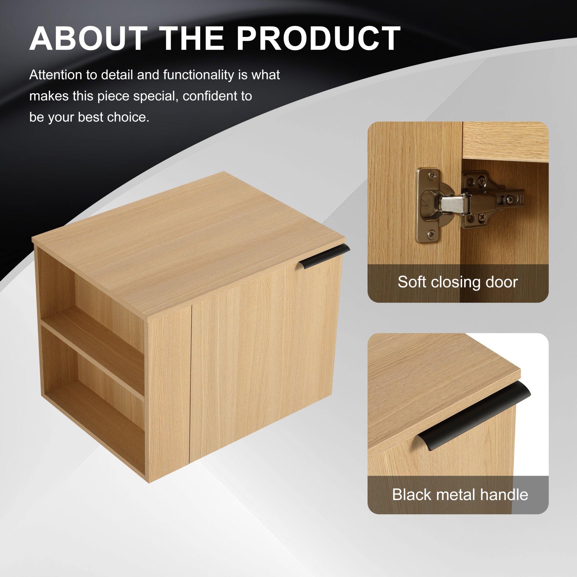 Modern Bathroom Vanity, Cabinet Set Without Sink - Oak - Image 5