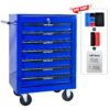 Rolling Metal Tool Chest With 7 Drawers, 20" Steel Storage Cabinet With Ball Bearing Slides - Black / Blue - Image 5