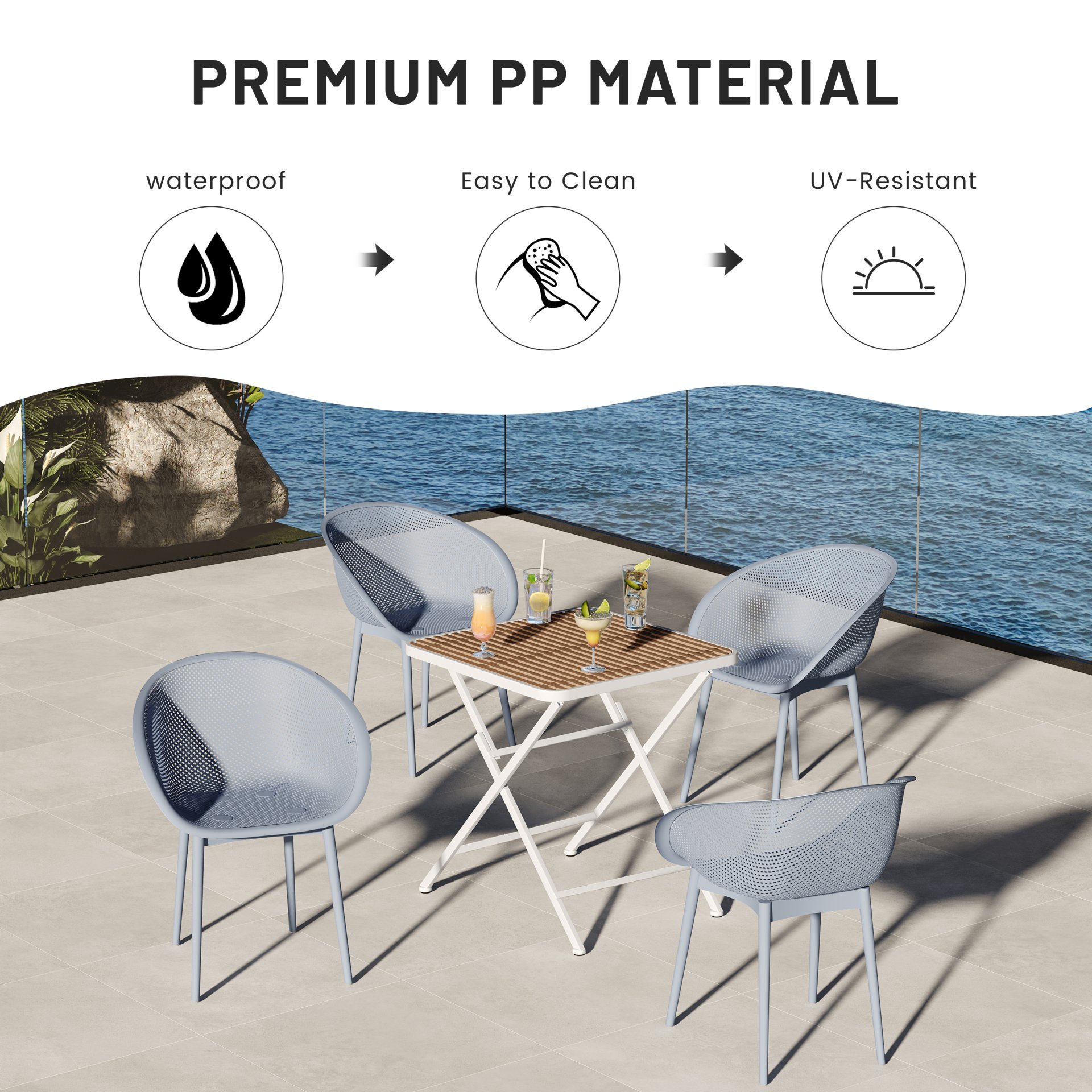 2 Piece Durable Single Chair With Mesh Hollow Out Design - Light Gray - Image 12