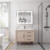 36" X 30" Medicine Cabinet With LED Vanity Mirror, Anti-Fog, Recessed Or Surface Mount, Waterproof, Dimmable, Aluminum 3000K~6000K Lighted Double Door Bathroom Cabinet With Touch Switch - Silver - Image 2