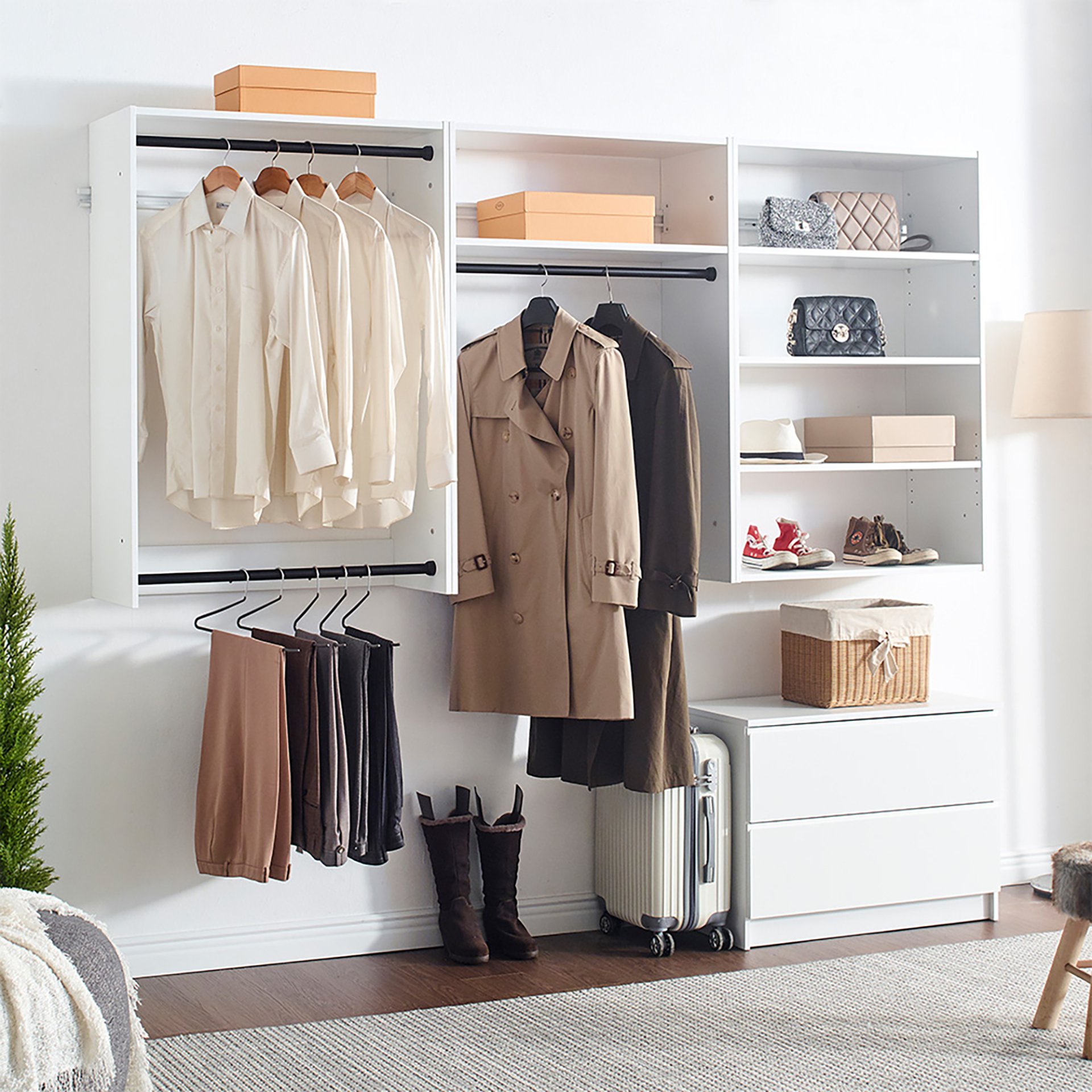Devi - Wall Mounted Wood Closet System With Modular Versatility And Clean - White - Image 10