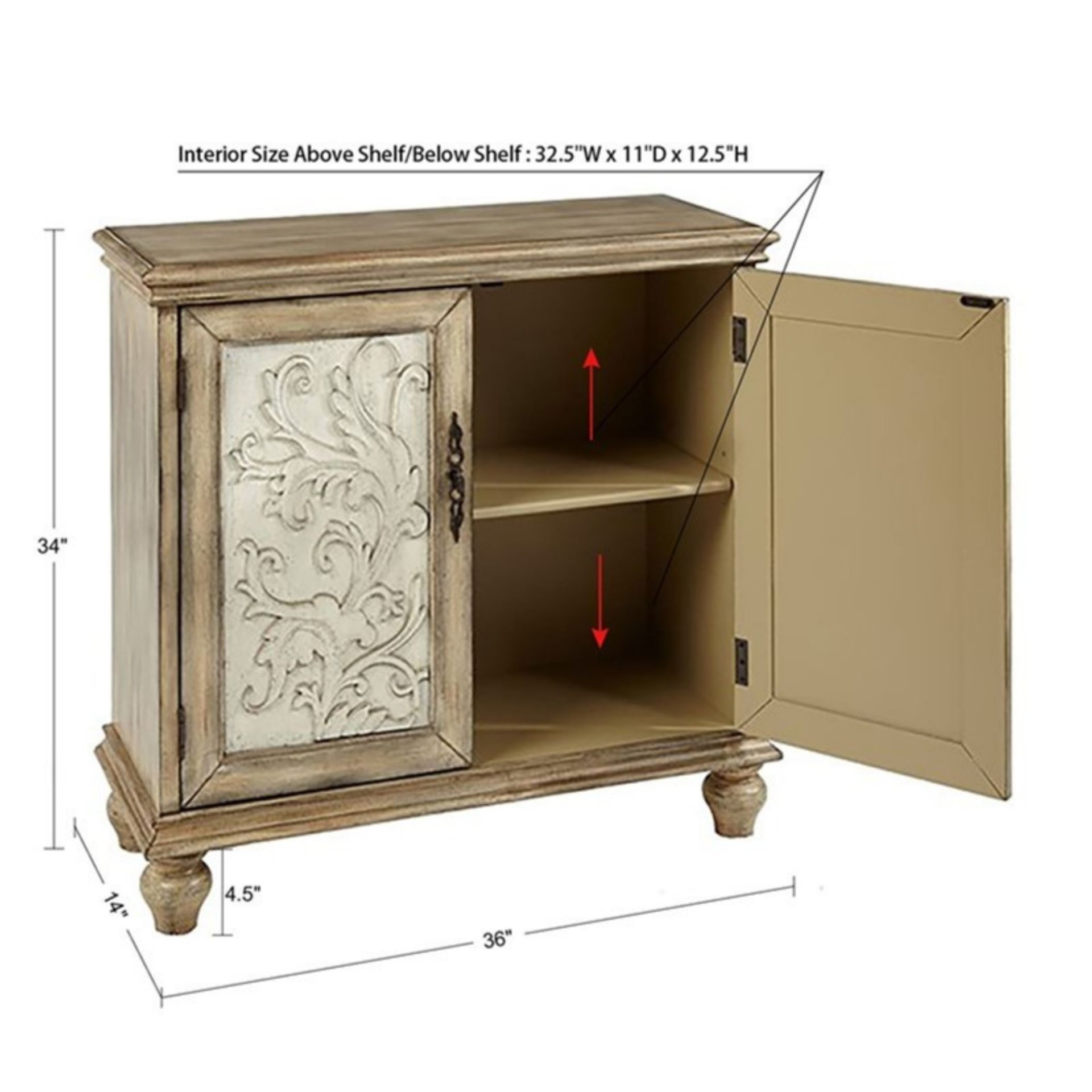 Driscoll - 2 Door Cabinet With Floral Design - Reclaimed Natural - Image 3