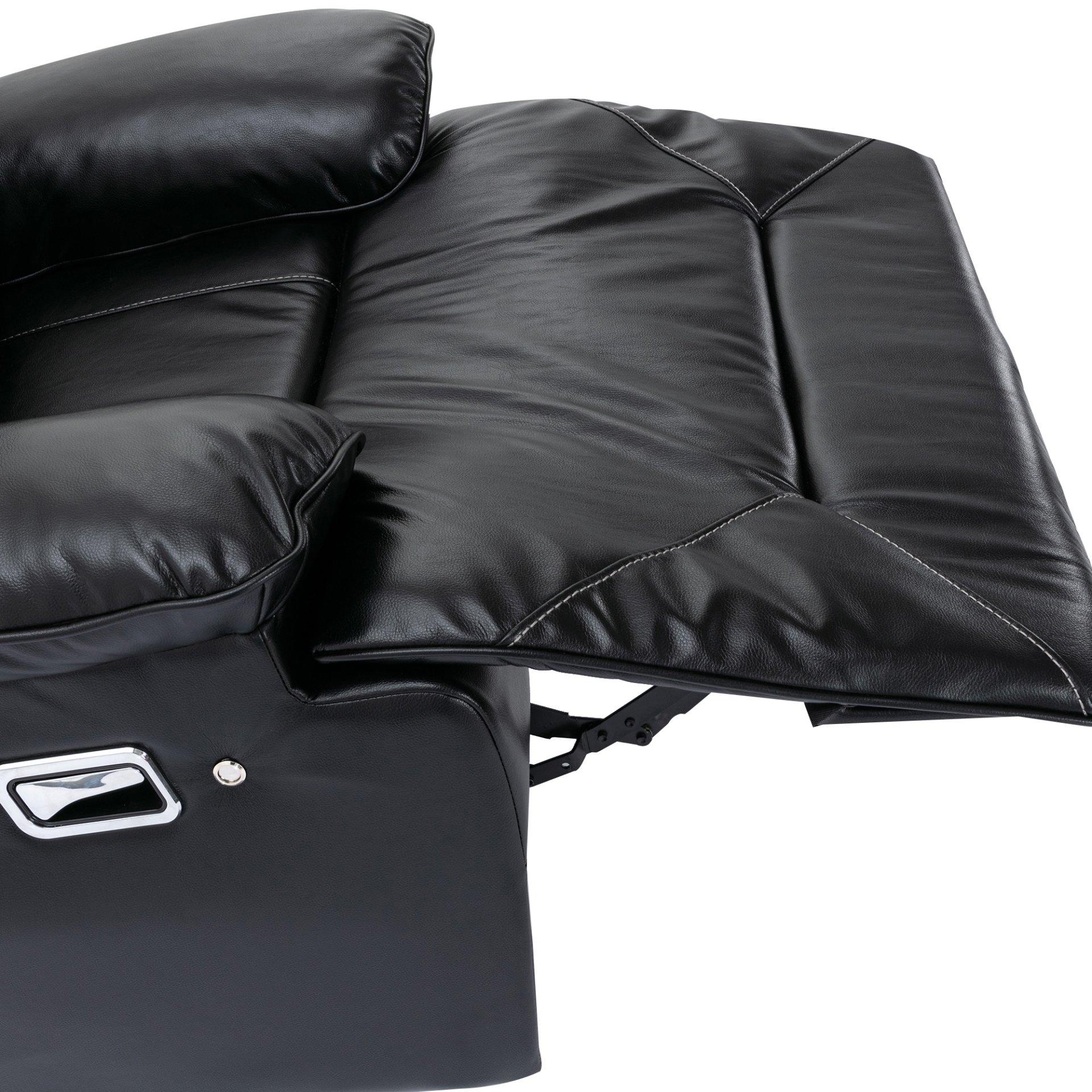 3 Seater Home Theater Recliner Manual Recliner Chair With A Led Light Strip Two Built-In Cup Holders For Living Room - Black - Image 14