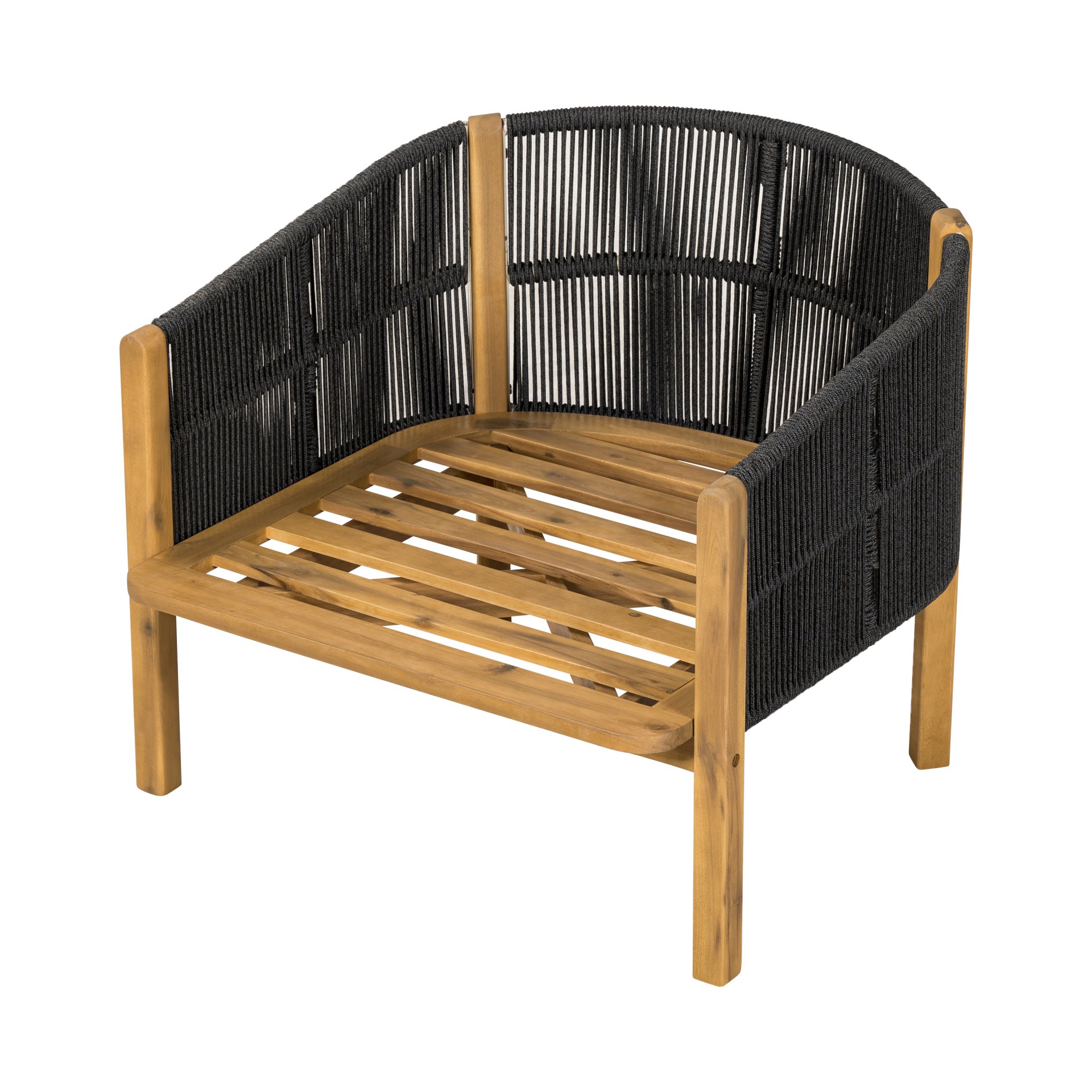 Grotta - Outdoor Wood Club Chair (Set of 2) With Rope And Cushion Frame - Gray / Teak - Image 14