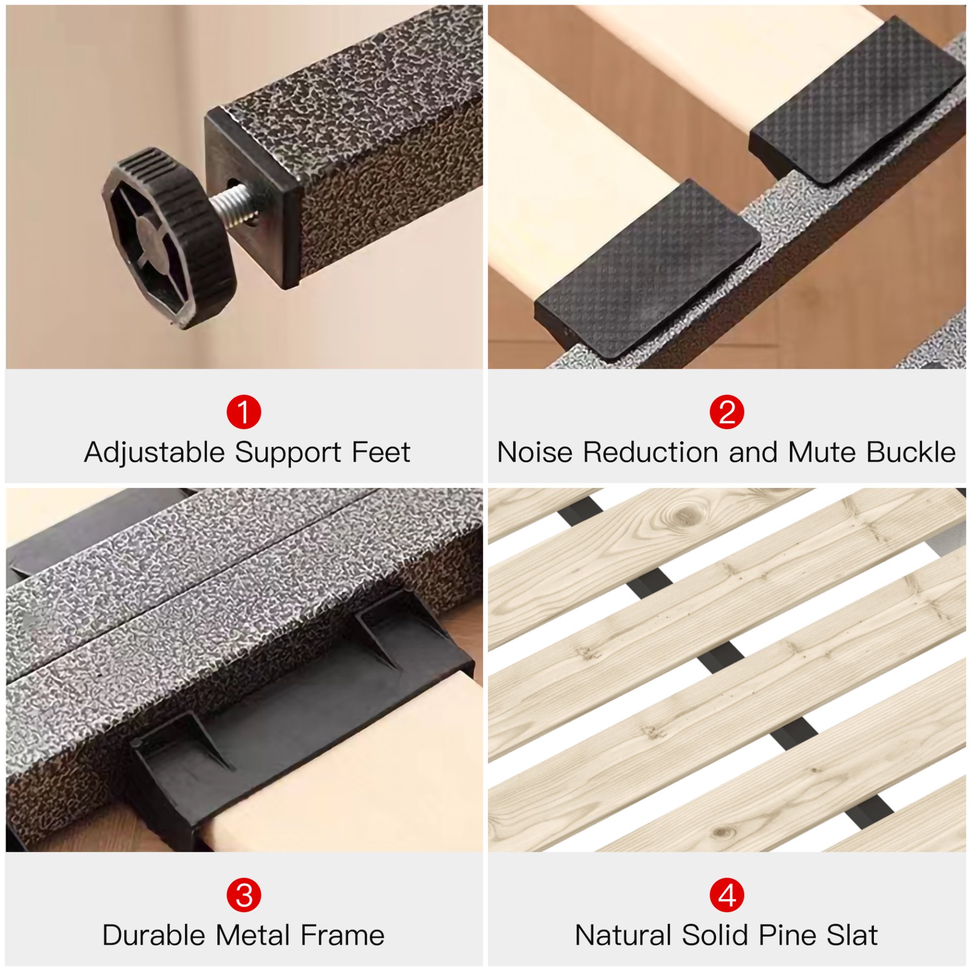 King Size Platform Bed With Special-Shaped Headboard - Cream - Image 17