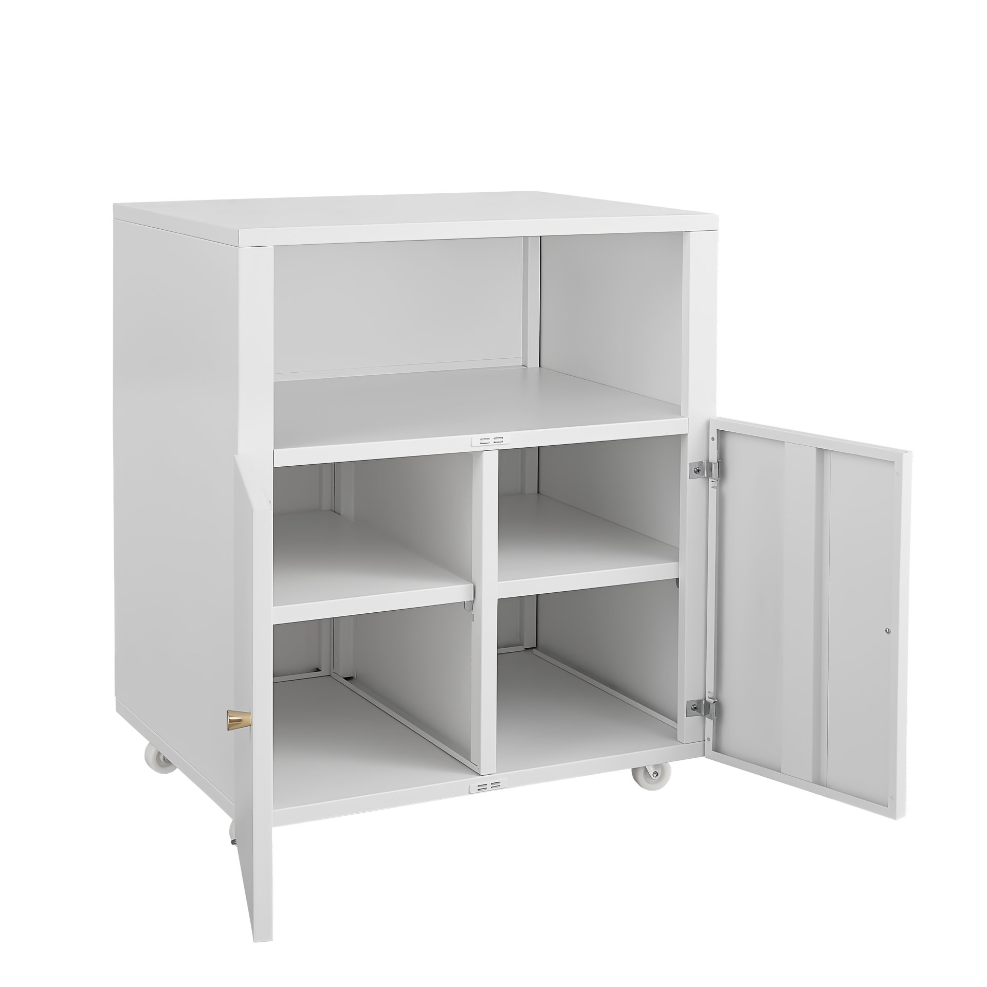 Mobile Printer Stand With Wheels And File Cabinet - White - Image 6