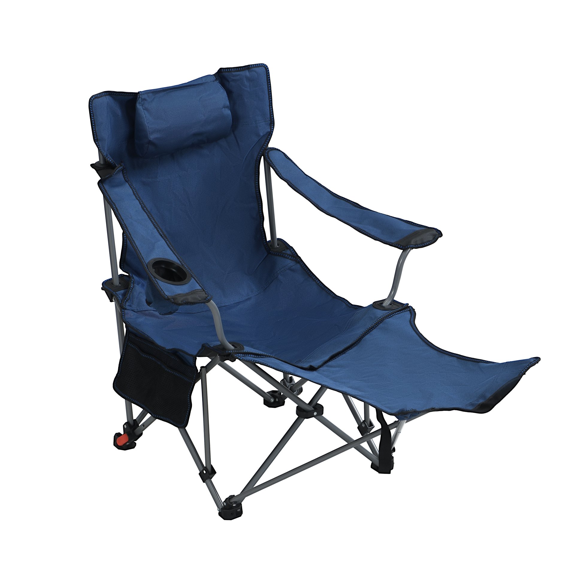 Outdoor Camping Chair With 3 Level Reclining, Side Pockets & Cup Holder, Folding With Carry Bag - Dark Blue - Image 4