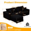3 Seat Sofa, Deep Seat Couches With Soft Pillows And 1 Ottomans, Convertible Sofa Lounge Chair, For Living Room - Black - Image 8