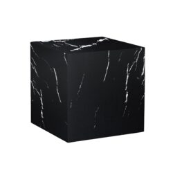 Luxurious Marble Texture Coffee Table Cube Design Elegant Living Room Accent - Black