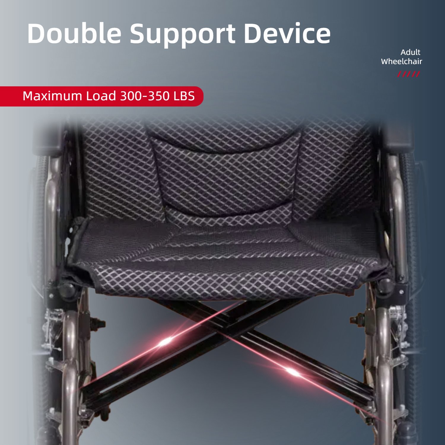 Lightweight Wheelchair Foldable Manual Transport Chair With Double Brakes 300 Lbs Capacity & 24" Tires Safe Durable All Terrain Wheelchair For & Disabled - Dark Gray - Image 6