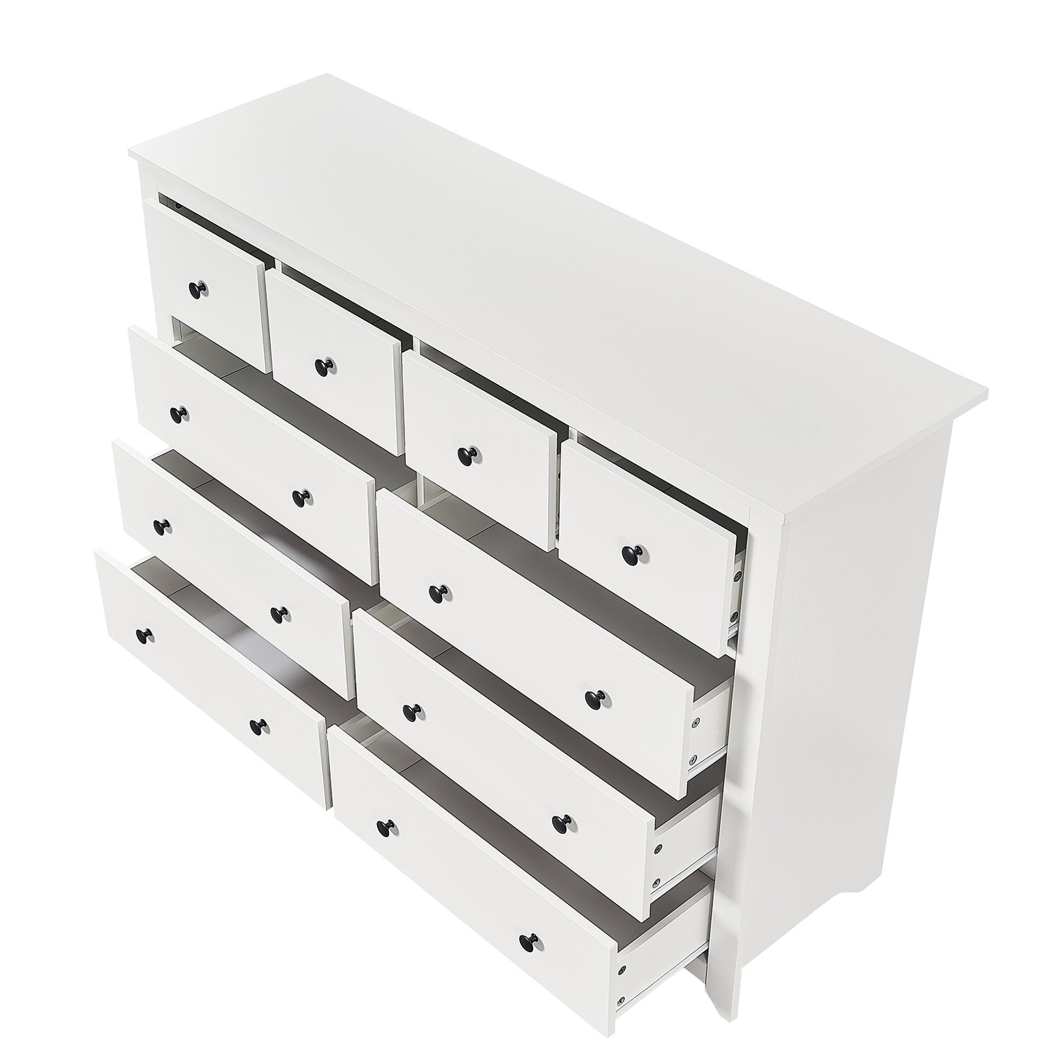 9 Drawer Dresser For Bedroom Ample Storage Wide Chest, Sturdy & Safe - Antique White - Image 5