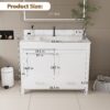 43" Bathroom Vanity With Artificial Marble Carrara Top Set, Multi Functional Cabinet With Doors And Drawer - White - Image 7