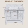 37" Bathroom Vanity With Artificial Marble Carrara Top, Multi Functional Cabinet With Doors And Drawer - White - Image 6