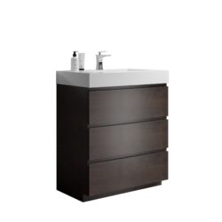 Alice - 30" Bathroom Vanity With Sink, Large Storage Freestanding Bathroom Vanity For Modern Bathroom, One-Piece Sink Basin Without Drain And Faucet - White / Walnut