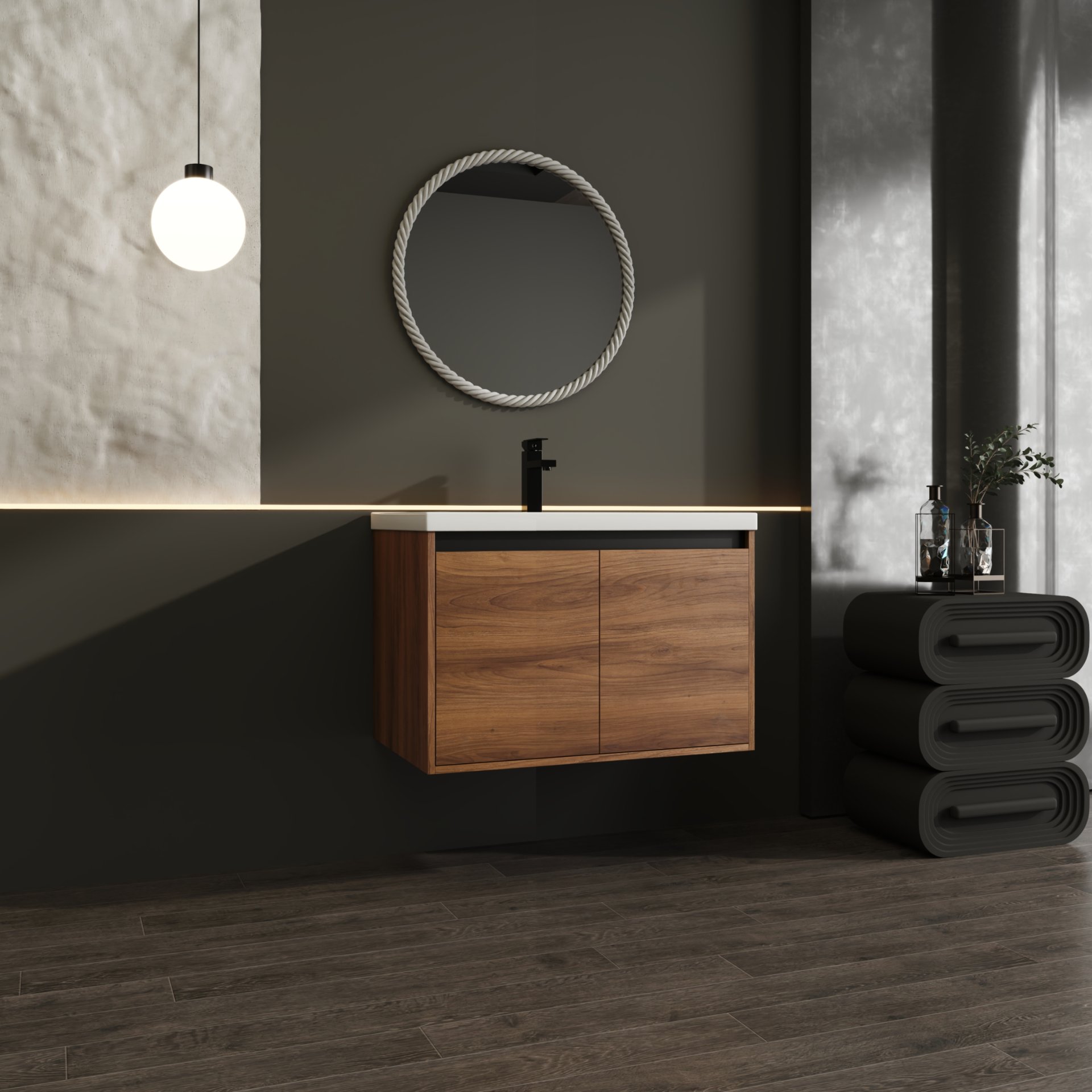 Bathroom Vanity With Resin Countertop Sink - Brown - Image 4